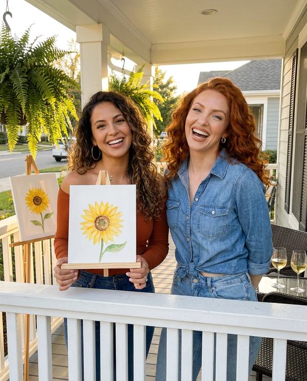 Simone, paint night with gabi. more wine than paint.