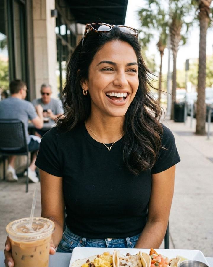 Val, laughing